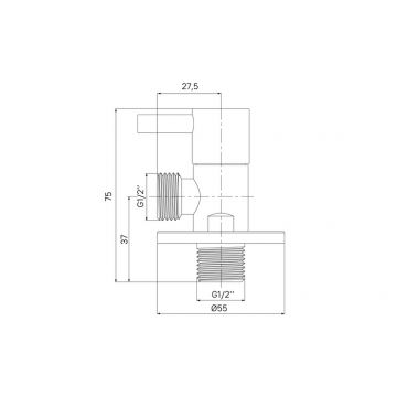 Кран угловой Iddis, с отражателем, 1/2; 1/2, кран-букса, латунь, 910B0Z4C2CZ