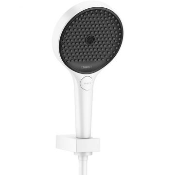 Душевой набор Hansgrohe Rainfinity: ручной душ 130 мм, 3jеt, держатель, шланг 160 см, цвет: белый матовый 26851700