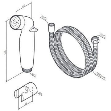 Гигиенический набор Am.Pm (Ам.Пм) черный, шланг и держатель, F0202022