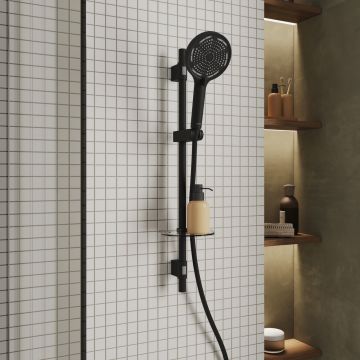 Душевой гарнитур со штангой, Milardo Ideal Spa, черный матовый ILS3B70M16