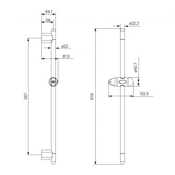 Душевая стойка Milardo (Милардо) , 67 см, 070 глянцевый хром 0706700M17