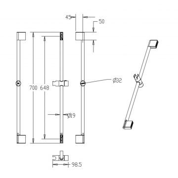 Душевая стойка Milardo (Милардо) , 70 см, с мыльницей, 080 глянцевый хром 0807000M17