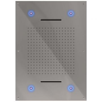 Душевая головка Graffio (Граффито) Gipzy, прямоугольная 70х50 см с 7 цветной LED подсветкой и 2 режимами: дождь, 2 каскадные струи, цвет хром GY271/CR