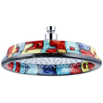 Душевая головка Graffio (Граффито) Girano, круглая, потолочная, антикальковая 25см, цвет хром-Astratto rosso CI003ASR