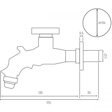 Сливной латунный кран Bronze de Luxe (Бронз Де Люкс) для хамама 21600 (насадка-рассекатель) бронза