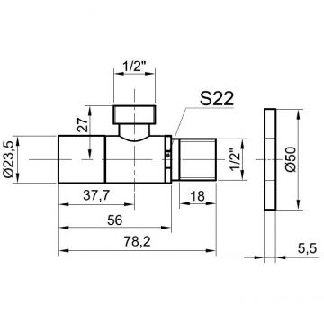 Вентиль Bronze de Luxe (Бронз Де Люкс) для подвода воды 32626 бронза