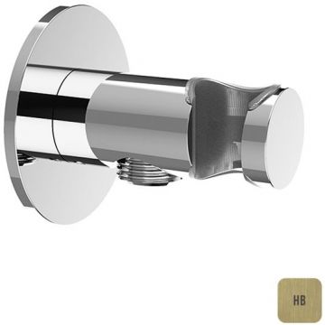 Вывод из стены Almar (Алмар) с держателем для душевой лейки, цвет: латунь брашированная РVD E095037.HB