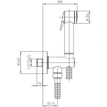 Гигиенический душ Bossini (Боссини) Paloma, лейка, держатель со штуцером, шланг, цвет: хром C69001B.030