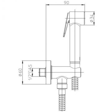 Гигиенический душ Bossini (Боссини) Paloma с держателем с подводом воды, шланг 125 см., цвет: хром C69038B.030