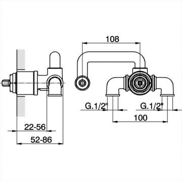 Скрытая часть однорычажного смесителя Cisal (Кисал) Complementi из стены для раковины, ZА01651004 ZA01651004