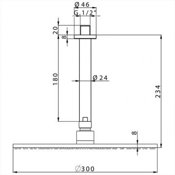 Верхний душ Cisal Shower D30 см с потолочным держателем L180 мм, цвет: хром DS01370021