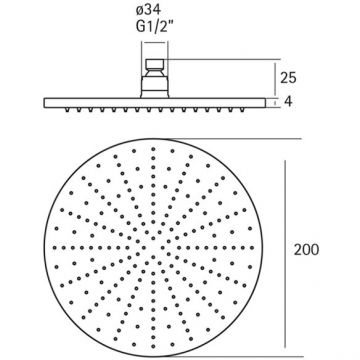 Верхний душ Cisal Xion, 20 см, цвет: нержавеющая сталь DS016430D1