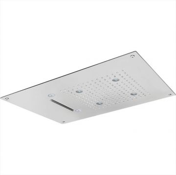 Встраиваемый верхний душ Cisal (Кисал) Zen Shower 55х40 см, 3 типа струи, хромотерапия, выключатель, трансформатор, цвет: полированная нержавеющая сталь ZS027070D2