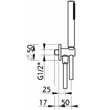 Душевой гарнитур Cisal (Кисал) Shower: ручная лейка, шланг 150 см, вывод с держателем, цвет: хром C200303021