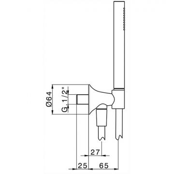 Душевой комплект Cisal (Кисал) Vita с ручным душем, держателем с подводом воды и шлангом 150 см., цвет: хром VI00303321