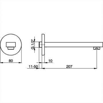 Излив Cisal (Кисал) Roadster настенный 207 мм для ванны, цвет: хром RR00024021