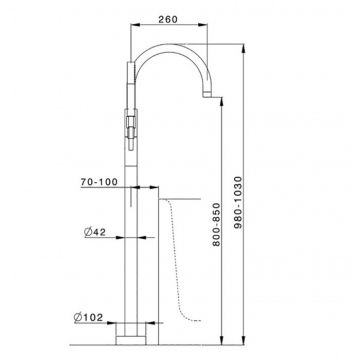 Напольный смеситель Cisal (Кисал) Less New для ванны с ручным душем с шлангом 150 см, цвет: черный матовый LN01420040