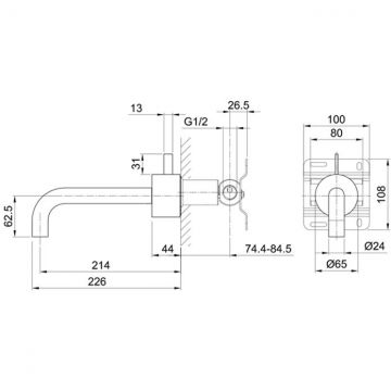Скрытая часть смесителя Fantini (Фантини) AF/21 для раковины, 1/2 17 00 A513A