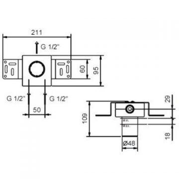 Скрытая часть смесителя Fantini (Фантини) Fontane Bianche для душа, 1 источник, 1/2″ 44 00 M063A
