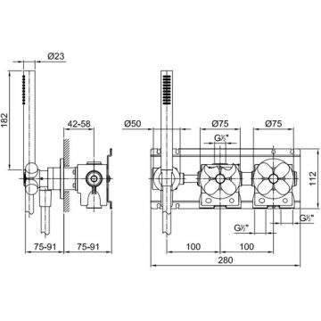 Скрытая часть смесителя Fantini (Фантини) I Balocchi для душа, переключатель на 2 источника, 1/2″ 22 00 0384A