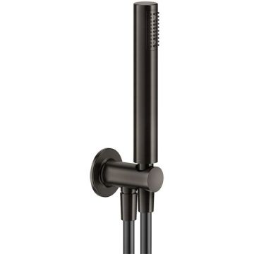 Душевой комплект Gessi Inciso, состоящий из вывода воды на1/2, держателя, шланга 1, 50 м и душевой лейки с защитой от известкового налёта. цвет: black ХL 58123#299