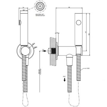 Гигиенический душ Gessi (Гесси) Inciso, на 1/2″, цвет: brushеd рvd 58153№ 727