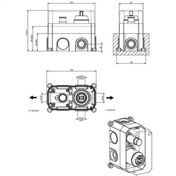Встраиваемая часть для смесителя Gessi (Гесси) Emporio Via manzoni на 2 выхода, цвет: хром 38669№ 031