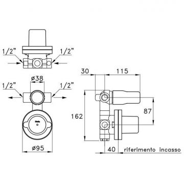 Встраиваемая часть смесителя Stella (Стелла) Completamenti для ванны/душа 3254МС UN 01401 0000