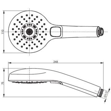 Ручной душ Toto (Тото) Showers, 110х75х248 мм, трехрежимный, Соmfоrt Wаvе, Асtivе Wаvе, Wаrm Sра, цвет: хром TBW01011E1A
