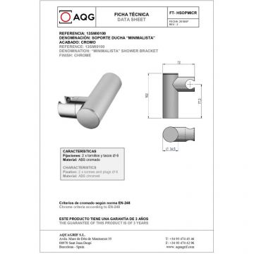 Круглый нерегулируемый держатель для ручного душа AQG MINIMALISTA, цвет хром 13SMI0100