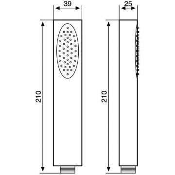 Лейка ручного душа Emmevi, овальная однорежимная, ABS пластик, хром, C02417/CR