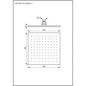Душевая головка Emmevi (Эммеви) , квадратная, антикальковая, латунь, 250х250 мм, подключение 1/2″, брашированное золото, C06658mm250/ORS