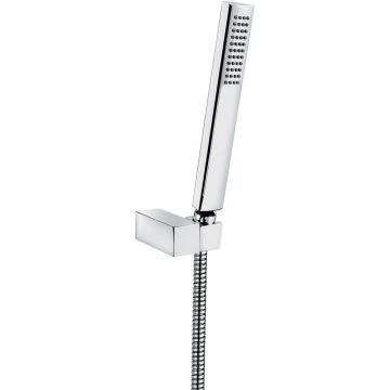 Набор ручного душа Emmevi (Эммеви), прямоугольная лейка, шланг 150 см, держатель лейки, белый матовый, 131/BIO