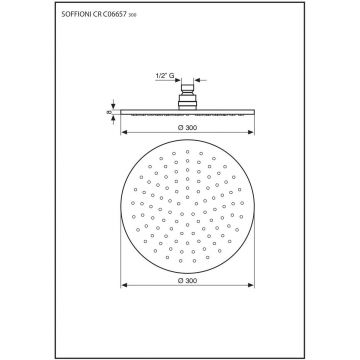 Душевая головка Emmevi (Эммеви) , антикальковая, латунь 300 мм, подключение 1/2″, брашированное золото, C06657mm300/ORS