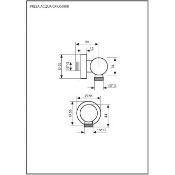 Вывод из стены Emmevi (Эммеви) , классический, 1/2″, латунь, бронза, C06908BR