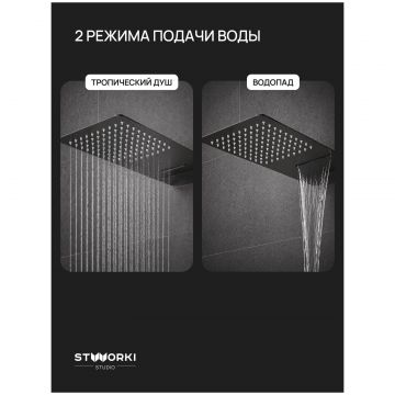 Верхний душ Створки STUDIO S512691GB вороненая сталь, Stworki