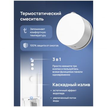 Душевая панель Створки STUDIO S51268WH С ВНУТРЕННЕЙ ЧАСТЬЮ, с полками, матовая белая, Stworki