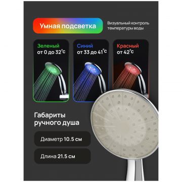 Душевая лейка Диво Тула DW-TU250LED хром, Diwo
