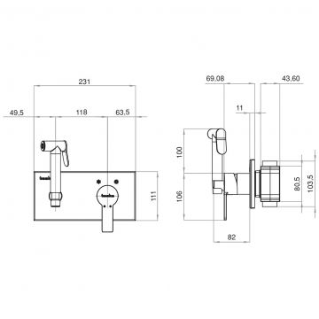 Гигиенический душ Теска Elsa BTK6410W со смесителем, С ВНУТРЕННЕЙ ЧАСТЬЮ, хром, Teska