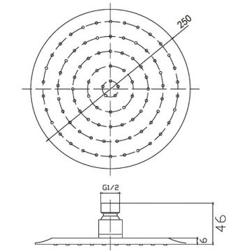Верхний душ Laparet (Лапарет) круглый 250мм N289435002LPT хром