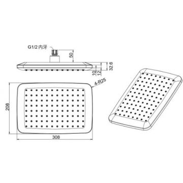 Лейка для верхнего душа Savol (Савол) 1 режим SK-DP12 хром
