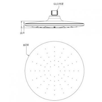 Лейка для верхнего душа Savol (Савол) 1 режим SK-DP13 хром