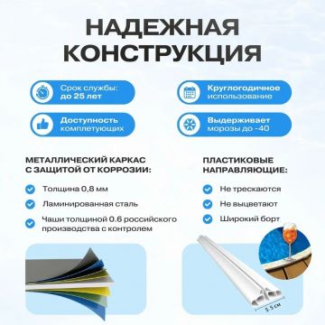 Бассейн уличный Гигабасс (Gigabass) круглый вкапываемый, морозоустойчивый 3,5х1,5 м (Платина RAL 7024) ТМ596