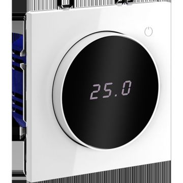 Терморегулятор электронный Voltum (Вольтум) S70 с индикацией и датчиком, для теплого пола, (белый глянцевый) VLS070101