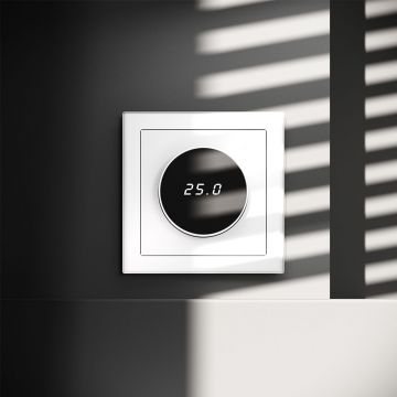 Терморегулятор электронный Voltum (Вольтум) S70 с индикацией и датчиком, для теплого пола, (белый матовый) VLS070102