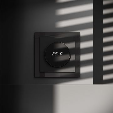 Терморегулятор электронный Voltum (Вольтум) S70 с индикацией и датчиком, для теплого пола, (черный матовый) VLS070108