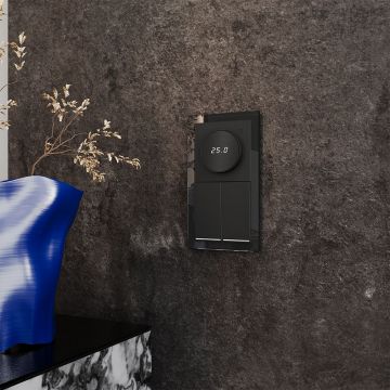 Терморегулятор электронный Voltum (Вольтум) S70 с индикацией и датчиком, для теплого пола, (черный матовый) VLS070108