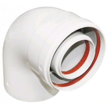 Отвод коаксиальный Baxi (Бакси) полипропиленовый 87°, диам. 60/100 мм (KMT71405971)