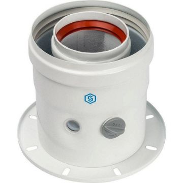 Элемент дымохода Stout (Стаут) DN60/100 адаптер для котла вертикальный коаксиальный (совместимый с Bosch, Buderus) (с логотипом) (SCA-6010-240100)