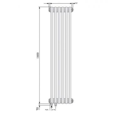 Радиатор секционный Arbonia (Арбония) 3180V/6 нижнее подключение (с вентилем) RAL 9005 МТ